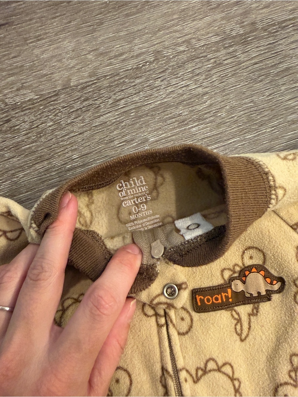Cozy Striped & Dinosaur Baby Sleep Sacks - Neutral Gray & Tan bundle of 2 - Picture 3 of 5